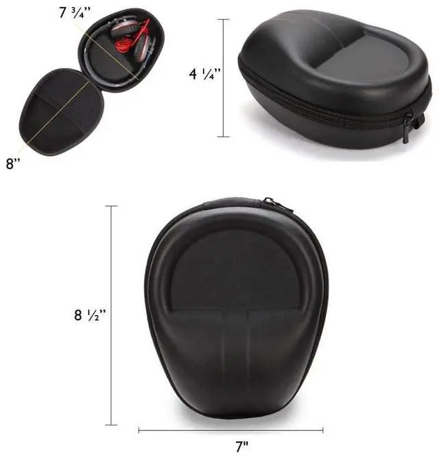 Alt view image 4 of 6 - Hard Shell Case for Over The Ear Headphones Compatible for Beats, Sony, Bose, JBL, Samsung, Full Protection - Charcoal