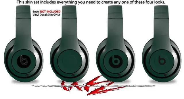 Alt view image 2 of 4 - Skin Decal Wrap Compatible with Beats Studio 2 and 3 Wired and Wirelesss Solids Collection Hunter Green Skin Only Headphones NOT Included