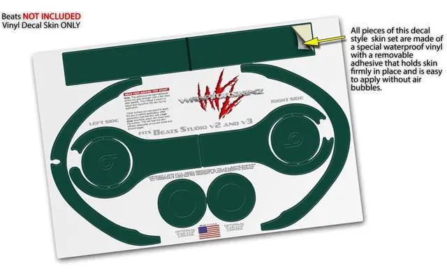 Alt view image 3 of 4 - Skin Decal Wrap Compatible with Beats Studio 2 and 3 Wired and Wirelesss Solids Collection Hunter Green Skin Only Headphones NOT Included