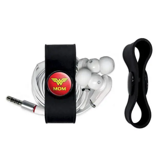 Alt view image 2 of 6 - Wonder Woman Wonder Mom Logo Headphone, Wire Organizer Set of 2, Black