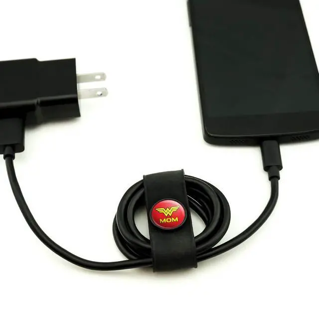 Alt view image 4 of 6 - Wonder Woman Wonder Mom Logo Headphone, Wire Organizer Set of 2, Black