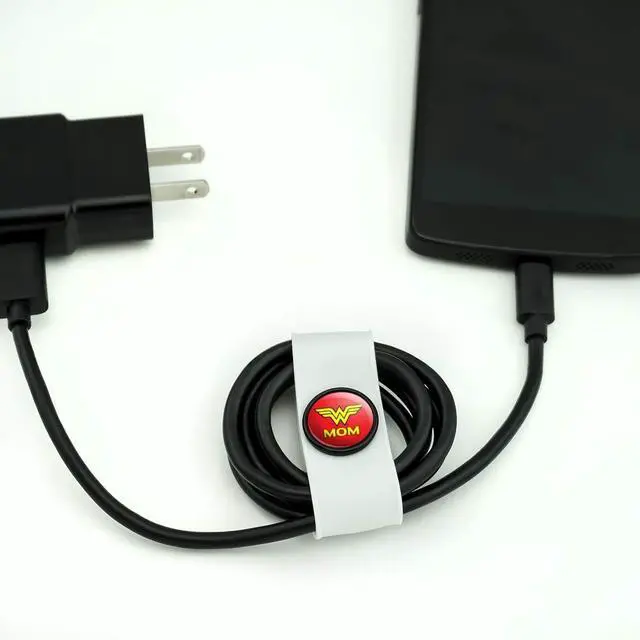 Alt view image 4 of 6 - Wonder Woman Wonder Mom Logo Headphone, Wire Organizer Set of 2, Black