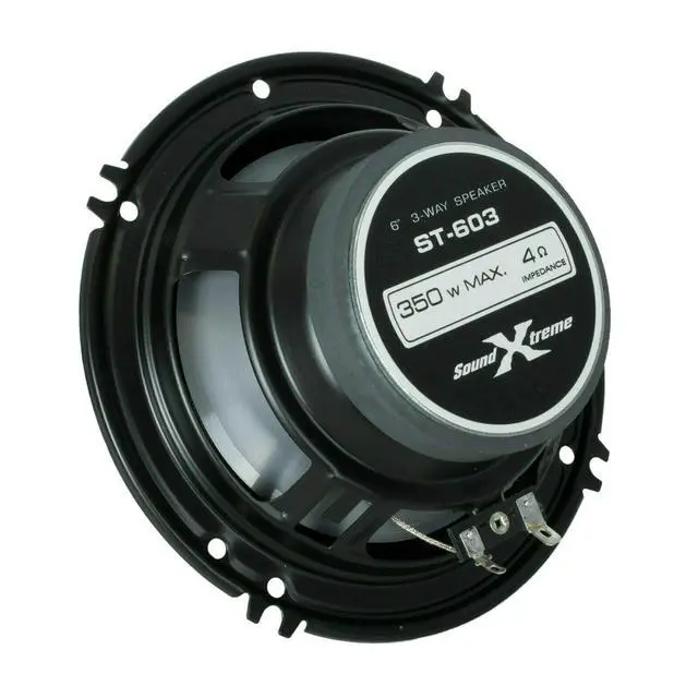 Alt view image 4 of 7 - 4X Soundxtreme ST-603 6-Inch 3-Way 350 Watts Maximum Power Coaxial Car Audio Speakers with PEI Dome Tweeter 4 Ohms Impedance, 89 dB Sensitivity, Frequency 65 Hz - 20kHz