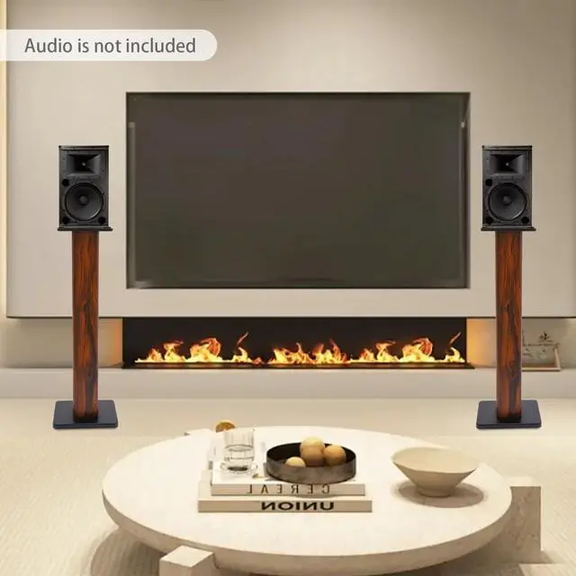 Alt view image 3 of 7 - 34" Floor Standing Speaker Stands Pair, Speaker Stands for Small Bookshelf Speakers & Satellite Speakers with 4 Cable Ties, Holds up to 66lbs, 2 Pack Universal Speaker Floor Stands