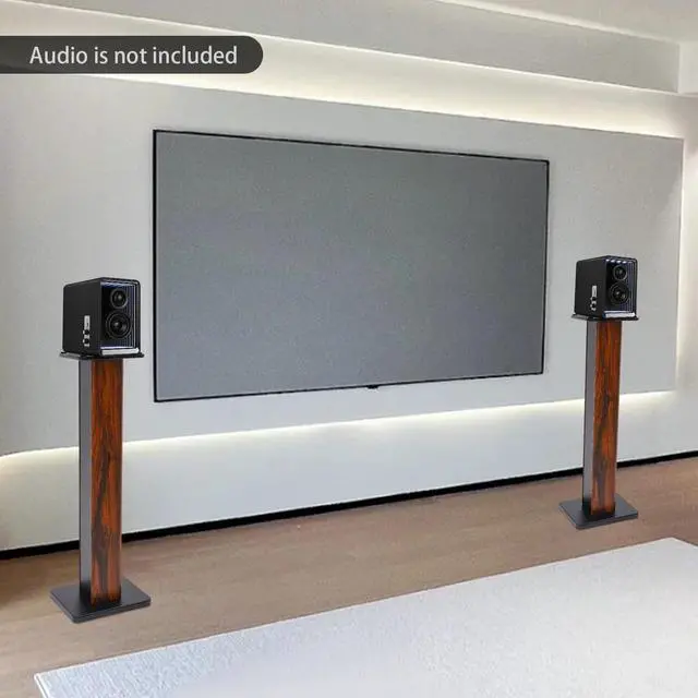 Alt view image 4 of 7 - 34" Floor Standing Speaker Stands Pair, Speaker Stands for Small Bookshelf Speakers & Satellite Speakers with 4 Cable Ties, Holds up to 66lbs, 2 Pack Universal Speaker Floor Stands