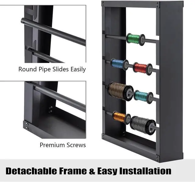 Alt view image 7 of 7 - Wire Spool Rack, Wall Mount Cable Machine, 4 Adjustable Rods, Heavy Duty Wire Spool Holder for Storage,150 lbs Capacity, for Electrical, Industrial, Retail Use