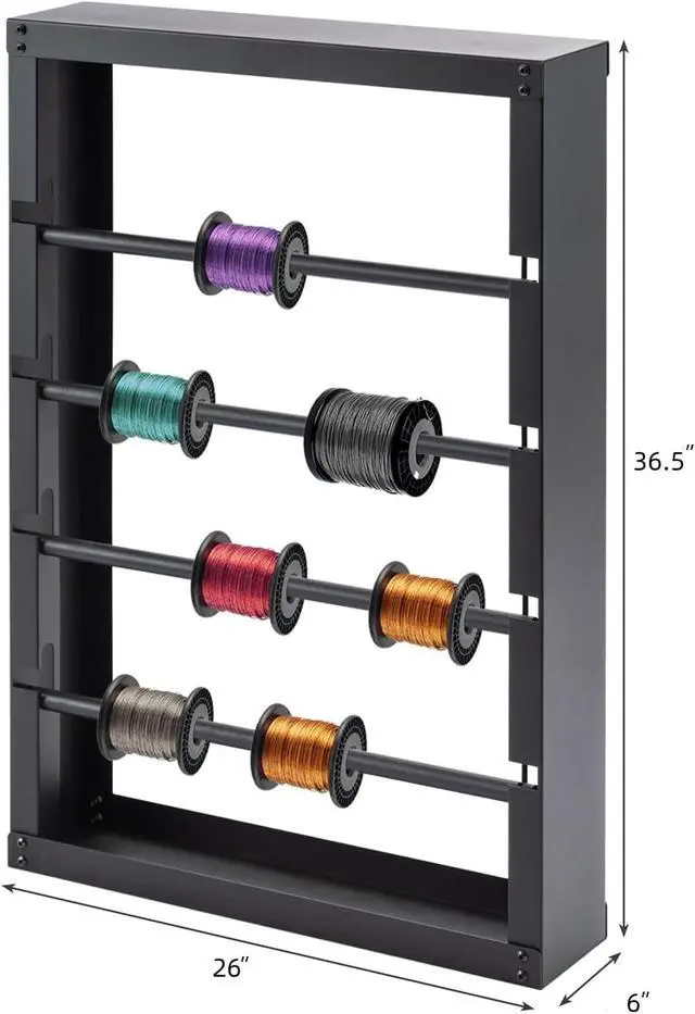 Alt view image 4 of 7 - Wire Spool Rack, Wall Mount Cable Machine, 4 Adjustable Rods, Heavy Duty Wire Spool Holder for Storage,150 lbs Capacity, for Electrical, Industrial, Retail Use