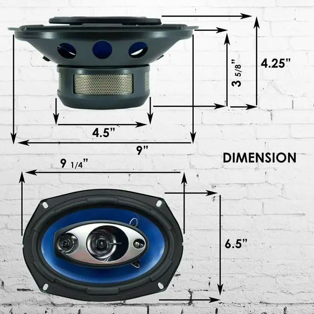 Alt view image 7 of 7 - Pair of 6x9 inch 4-Way 380 Watts Maximum Power Handling Coaxial Car Audio Speakers CEA Rated - 6996H Frequency Response: 30Hz - 22kHz & 4 Ohms Impedance