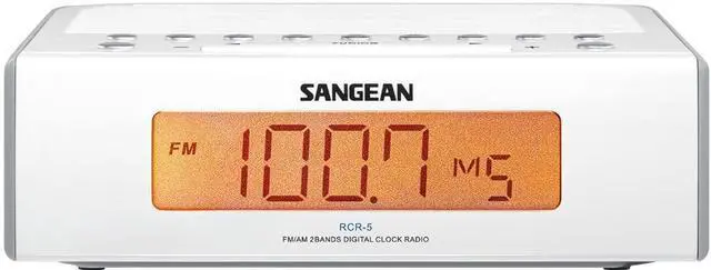 Main image of RCR-5 Compact AM/FM Digital Tuning Clock Radio, White, 10 Memory Preset Stations (5 FM, 5 AM), Adjustable Backlit LCD Display, Digital Tuning, Adjustable Tuning Step, Dual Alarm Timer