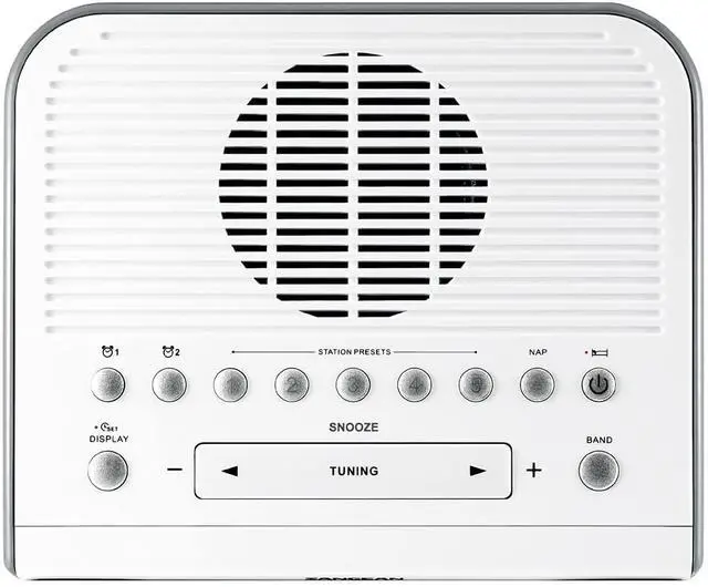 Alt view image 3 of 5 - RCR-5 Compact AM/FM Digital Tuning Clock Radio, White, 10 Memory Preset Stations (5 FM, 5 AM), Adjustable Backlit LCD Display, Digital Tuning, Adjustable Tuning Step, Dual Alarm Timer