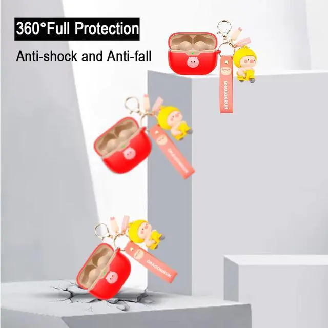 Alt view image 4 of 4 - Case Compatible with JBL Vibe Beam/Vibe 200TWS, Silicone Anime Astronaut Portable Shock Compatible with JBL Vibe Beam Earbuds Case with Pendant for Man, 3C-JT-070089-VB-RED