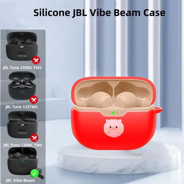 Alt view image 3 of 4 - Case Compatible with JBL Vibe Beam/Vibe 200TWS, Silicone Anime Astronaut Portable Shock Compatible with JBL Vibe Beam Earbuds Case with Pendant for Man, 3C-JT-070089-VB-RED