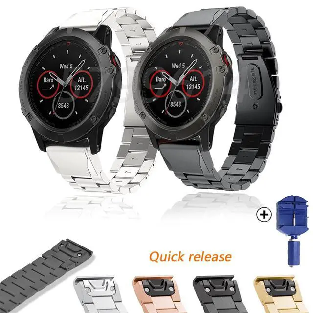 Alt view image 2 of 7 - Stainless Steel Wrist Band Strap for Garmin Fenix 6X 6S 6 5X 5 5S Plus 3HR 935 945 Easyfit Quick Release Metal Watch Wrist Band (Color: Rose Gold, Size: 20mm Fenix 5S 6S Pro)