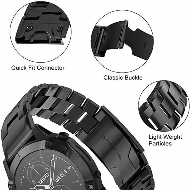 Alt view image 5 of 7 - Stainless Steel Wrist Band Strap for Garmin Fenix 6X 6S 6 5X 5 5S Plus 3HR 935 945 Easyfit Quick Release Metal Watch Wrist Band (Color: Rose Gold, Size: 20mm Fenix 5S 6S Pro)