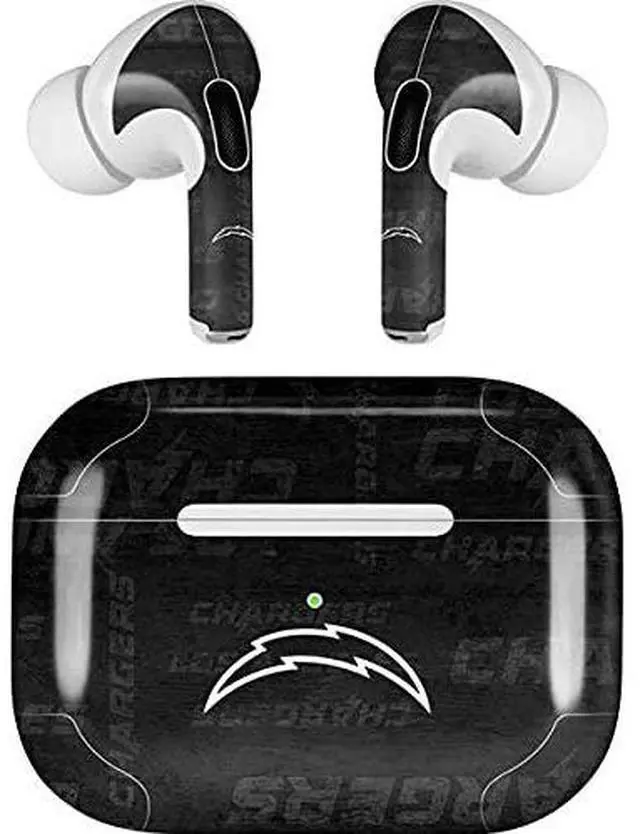 Main image of Decal Audio Skin Compatible with Apple AirPods Pro - Officially Licensed NFL Los Angeles Chargers Black & White Design