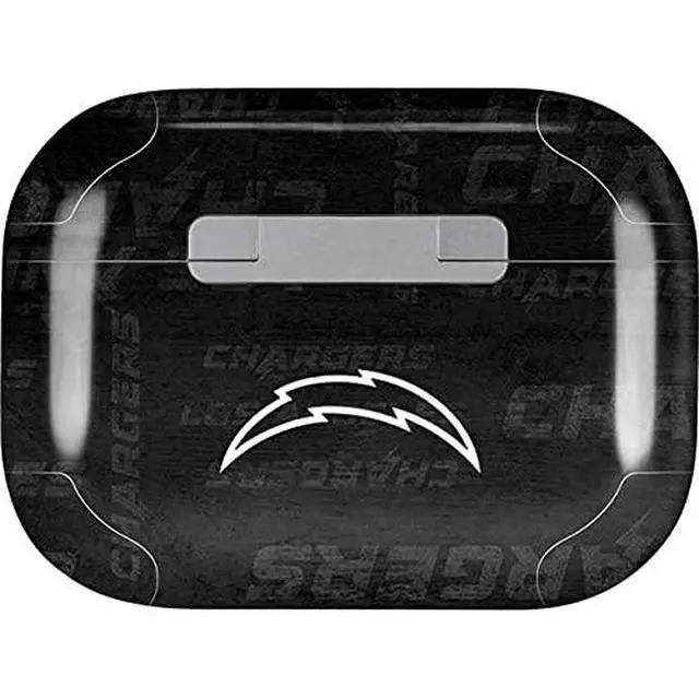Alt view image 2 of 4 - Decal Audio Skin Compatible with Apple AirPods Pro - Officially Licensed NFL Los Angeles Chargers Black & White Design