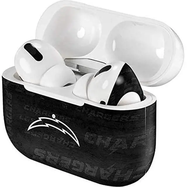 Alt view image 4 of 4 - Decal Audio Skin Compatible with Apple AirPods Pro - Officially Licensed NFL Los Angeles Chargers Black & White Design