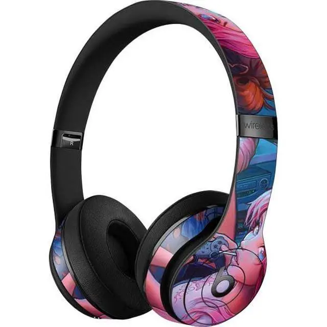 Alt view image 3 of 3 - Decal Audio Skin Compatible with Beats Solo 3 Wireless - Officially Licensed Pink Hair Anime Gamer Girl by Ivy Dolamore Design