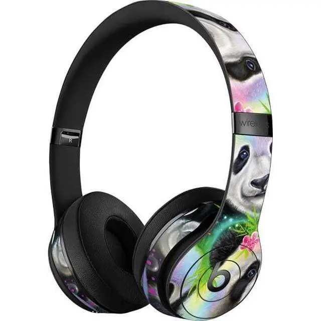 Alt view image 3 of 3 - Decal Audio Skin Compatible with Beats Solo 3 Wireless - Officially Licensed Rainbow Pandas with Butterflies by Sheena Pike Design