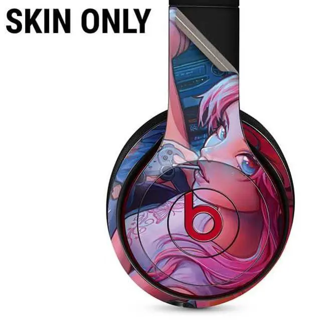 Alt view image 2 of 3 - Decal Audio Skin Compatible with Beats Solo 3 Wireless - Officially Licensed Pink Hair Anime Gamer Girl by Ivy Dolamore Design