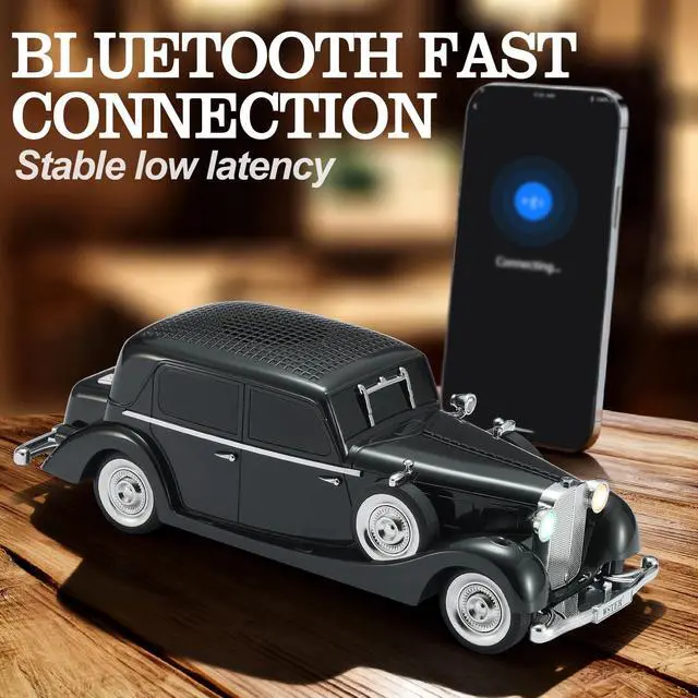Alt view image 2 of 6 - Vintage Car Bluetooth Speaker, Retro Classic Model with Powerful Sound, Built-in Mic, TWS Dual Pairing, Multi-Interface Output, Portable Wireless Outdoor Speaker for Parties & Beach (Black)