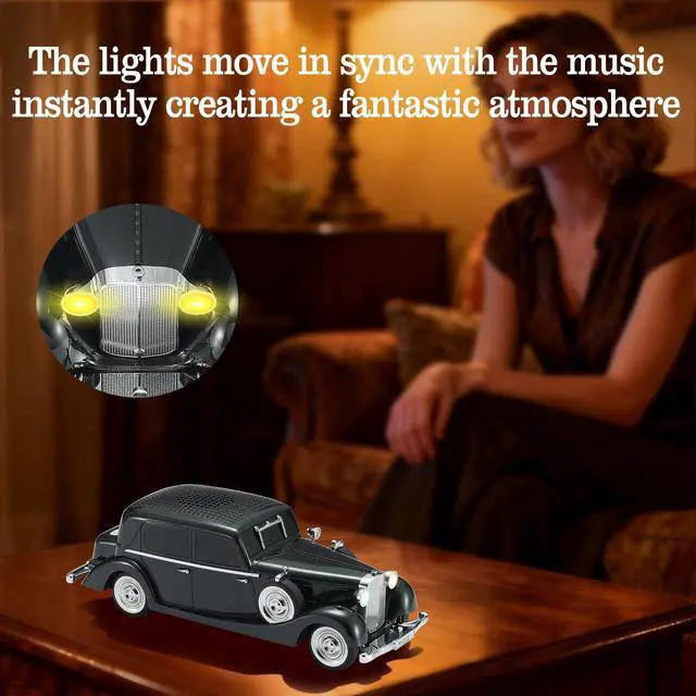 Alt view image 4 of 6 - Vintage Car Bluetooth Speaker, Retro Classic Model with Powerful Sound, Built-in Mic, TWS Dual Pairing, Multi-Interface Output, Portable Wireless Outdoor Speaker for Parties & Beach (Black)