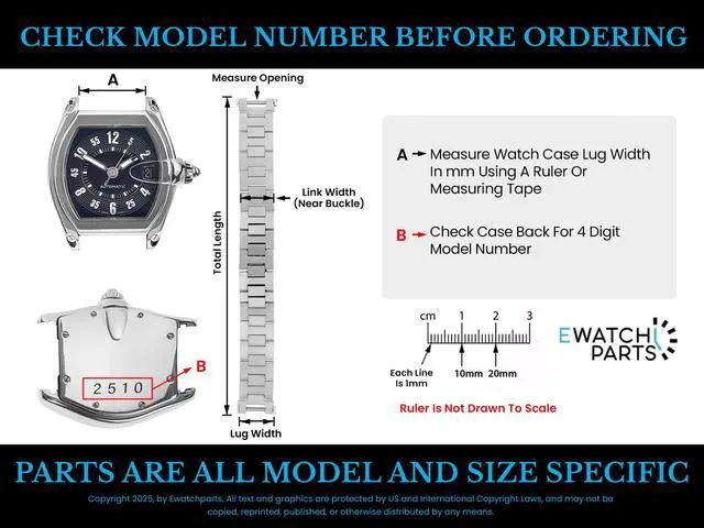 Alt view image 2 of 4 - 15MM WATCH BAND LINK COMPATIBLE WITH CARTIER LADY ROADSTER 2675, 546 BRACELET 245130BB2675