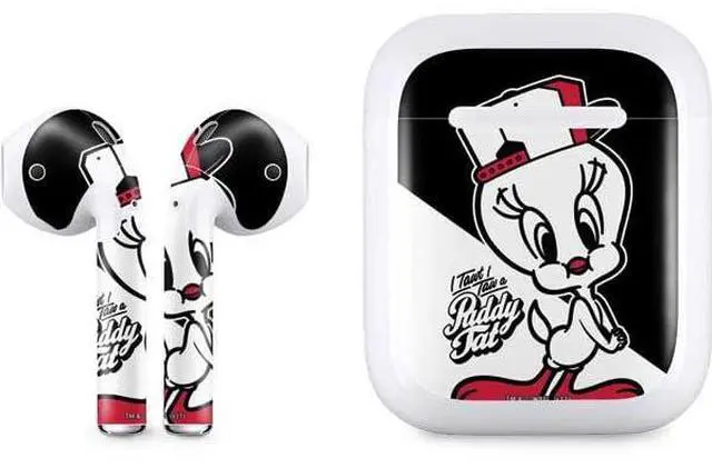 Main image of Decal Audio Skin Compatible with Apple AirPods - Officially Licensed Looney Tunes Retro Tweety Bird Design