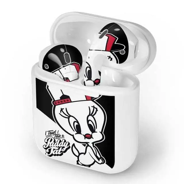 Alt view image 4 of 4 - Decal Audio Skin Compatible with Apple AirPods - Officially Licensed Looney Tunes Retro Tweety Bird Design
