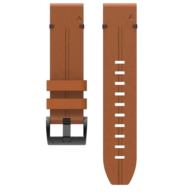 Alt view image 6 of 6 - Leather QuickFit Watch Band Strap for Garmin Fenix 7X 6X 5X 3 3HR Wristband Strap for Garmin Fenix 7 6 5 935 945 Watch 22 26mm Strap (Color: Light Brown, Size: 22mm Fenix 7)