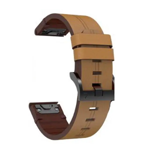 Main image of Leather QuickFit Watch Band Strap for Garmin Fenix 7X 6X 5X 3 3HR Wristband Strap for Garmin Fenix 7 6 5 935 945 Watch 22 26mm Strap (Color: Light Brown, Size: 22mm Fenix 7)