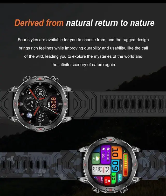 Alt view image 2 of 7 - Smart Watch for Google Pixel 8 Pro - with LED Flashlight, 1.43" AMOLED Display, Outdoor Smartwatch with Compass/Altitude/Air Pressure, Waterproof Fitness Tracker Watch
