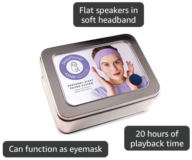 Alt view image 2 of 4 - ASMR Edition | 8 Hours of Deeply Relaxing ASMR Content Built in | Flat Speakers in a Soft Headband | Comfortable Enough to Wear in Bed | Pitch Black - Breeze Fabric (L)