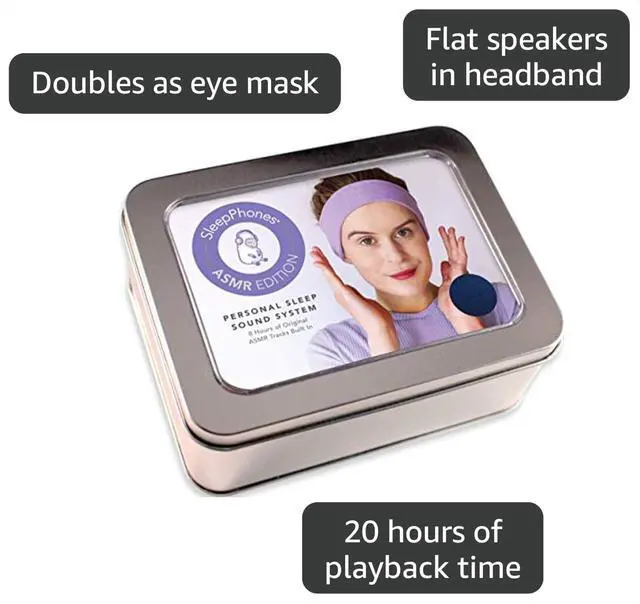 Alt view image 3 of 5 - ASMR Edition | 8 Hours of Deeply Relaxing ASMR Content Built in | Flat Speakers in a Soft Headband | Comfortable Enough to Wear in Bed | Midnight Black - Fleece Fabric (S)