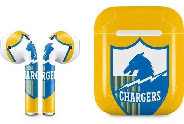 Main image of Decal Audio Skin Compatible with Apple AirPods - Officially Licensed NFL Los Angeles Chargers Retro Logo Design