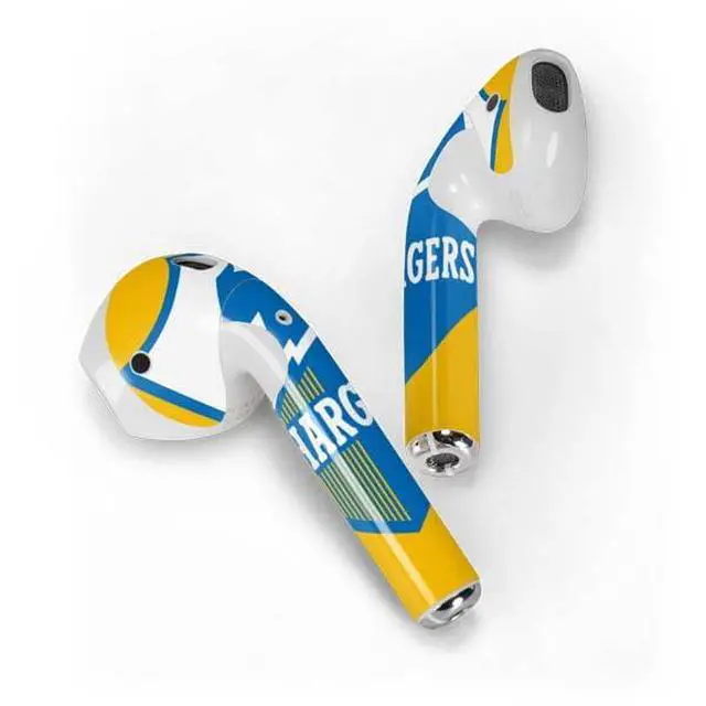 Alt view image 2 of 4 - Decal Audio Skin Compatible with Apple AirPods - Officially Licensed NFL Los Angeles Chargers Retro Logo Design