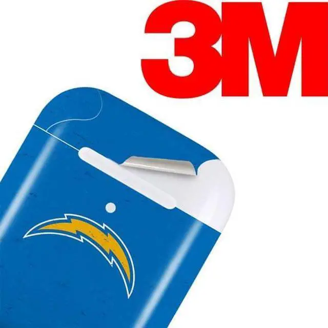 Alt view image 3 of 4 - Decal Audio Skin Compatible with Apple AirPods - Officially Licensed NFL Los Angeles Chargers - Alternate Distressed Design