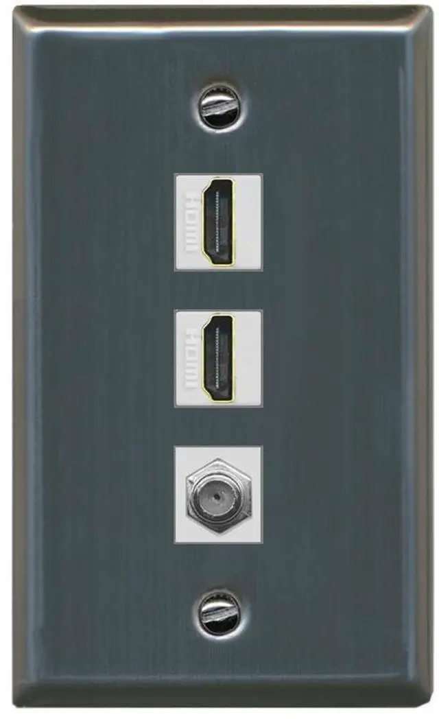 Main image of COAX 2 HDMI Wall Plate-Flat Stainless Steel