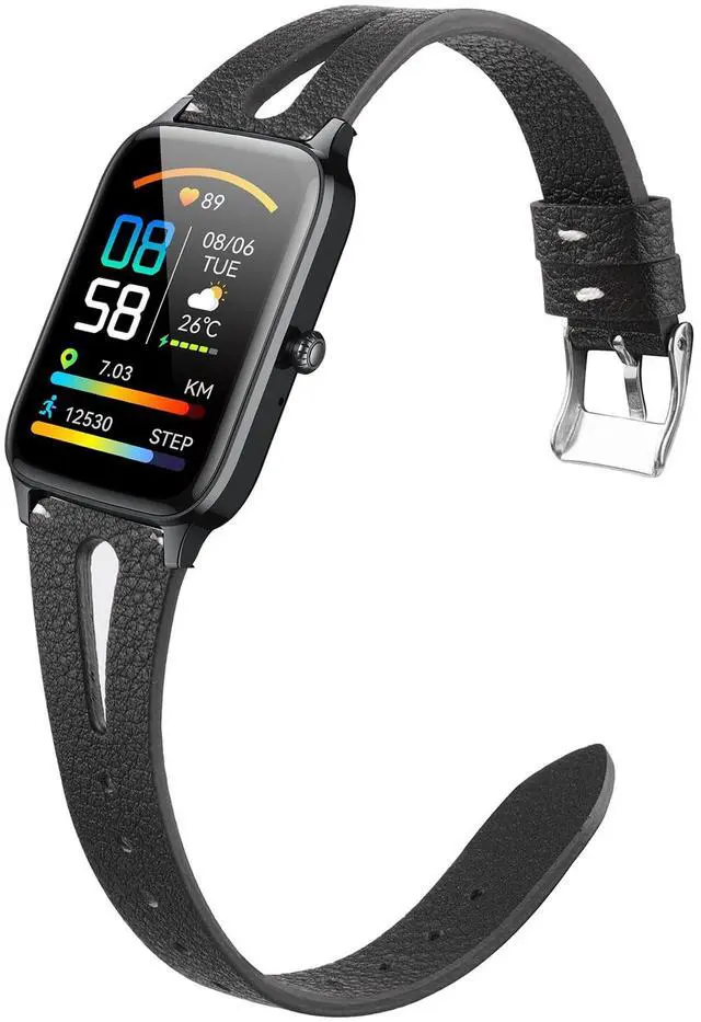 Main image of Compatible with Dyurwa P97 Smart Watch Band, Slim Vintage Leather Strap Replacement Compatible for Soudorv P97, Dyurwa P97 Smart Watch