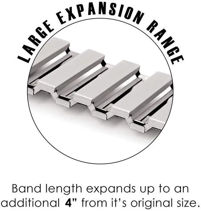 Alt view image 4 of 5 - Twist-O-Flex Metal Expansion Stainless Steel Stretch Band Replacement for The Fitbit Alta and Alta HR in Brushed Silver and Black by