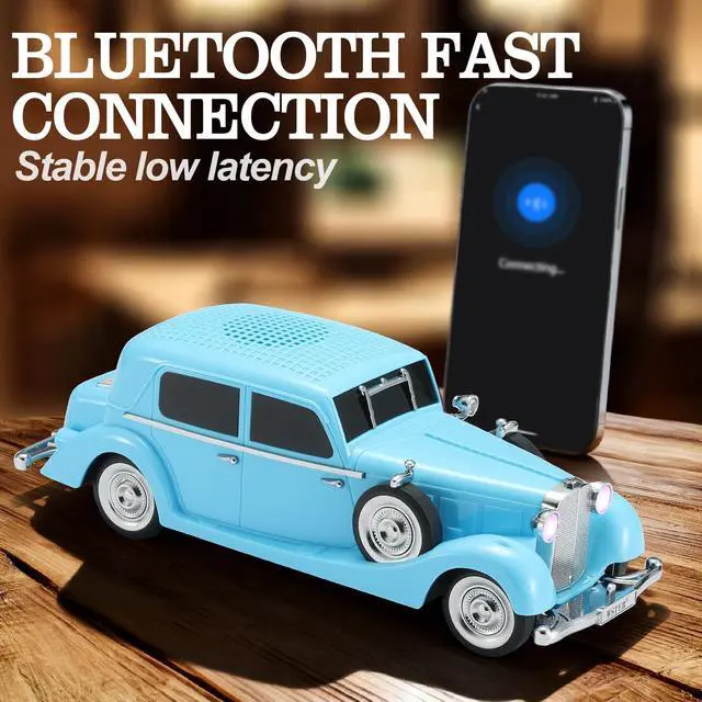 Alt view image 2 of 6 - Vintage Car Bluetooth Speaker, Retro Classic Model with Powerful Sound, Built-in Mic, TWS Dual Pairing, Multi-Interface Output, Portable Wireless Outdoor Speaker for Parties & Beach (Blue)