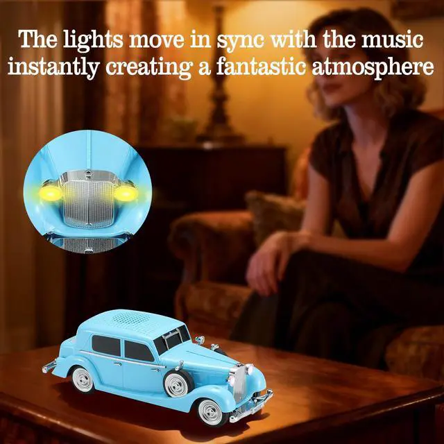 Alt view image 4 of 6 - Vintage Car Bluetooth Speaker, Retro Classic Model with Powerful Sound, Built-in Mic, TWS Dual Pairing, Multi-Interface Output, Portable Wireless Outdoor Speaker for Parties & Beach (Blue)