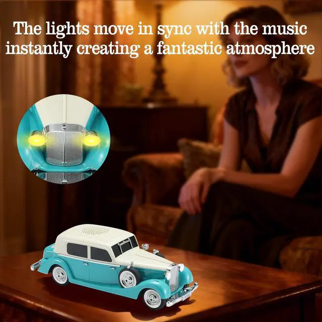 Alt view image 4 of 6 - Vintage Car Bluetooth Speaker, Retro Classic Model with Powerful Sound, Built-in Mic, TWS Dual Pairing, Multi-Interface Output, Portable Wireless Outdoor Speaker for Parties & Beach (Green)