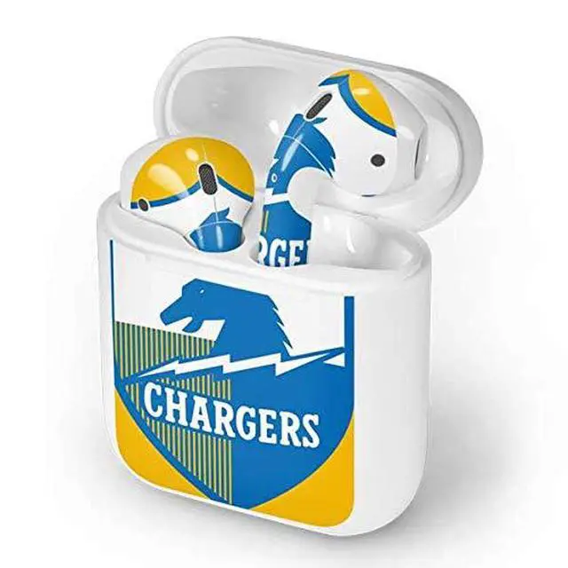 Alt view image 4 of 4 - Decal Audio Skin Compatible with Apple AirPods - Officially Licensed NFL Los Angeles Chargers Retro Logo Design