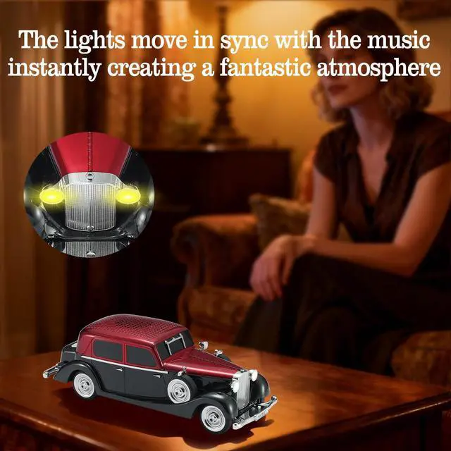 Alt view image 4 of 6 - Vintage Car Bluetooth Speaker, Retro Classic Model with Powerful Sound, Built-in Mic, TWS Dual Pairing, Multi-Interface Output, Portable Wireless Outdoor Speaker for Parties & Beach (RED)