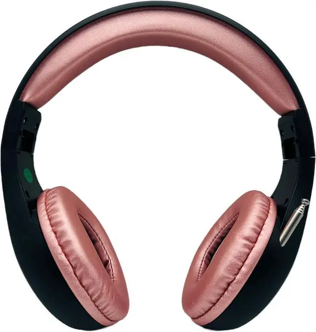 Alt view image 4 of 7 - FM Radio Headphones, Black & Rose Gold | Adjustable, Pull-Out Antenna, Portable Personal Radio, Battery Powered, 2 AA Batteries Not Included