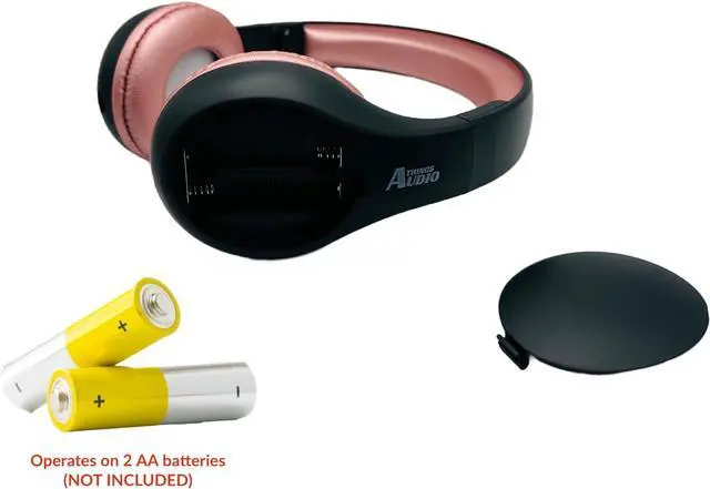 Alt view image 6 of 7 - FM Radio Headphones, Black & Rose Gold | Adjustable, Pull-Out Antenna, Portable Personal Radio, Battery Powered, 2 AA Batteries Not Included