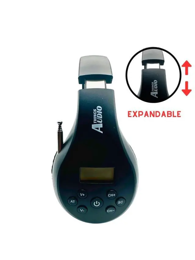 Alt view image 7 of 7 - FM Radio Headphones, Black & Rose Gold | Adjustable, Pull-Out Antenna, Portable Personal Radio, Battery Powered, 2 AA Batteries Not Included