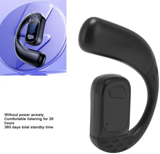 Alt view image 2 of 7 - Single Open Ear Earbuds, Bluetooth 5.4 Headphones with Earhook for Left or Right Ears, LED Digital Display Comfortable Sports Earbud for Running Driving Business (Boxed)
