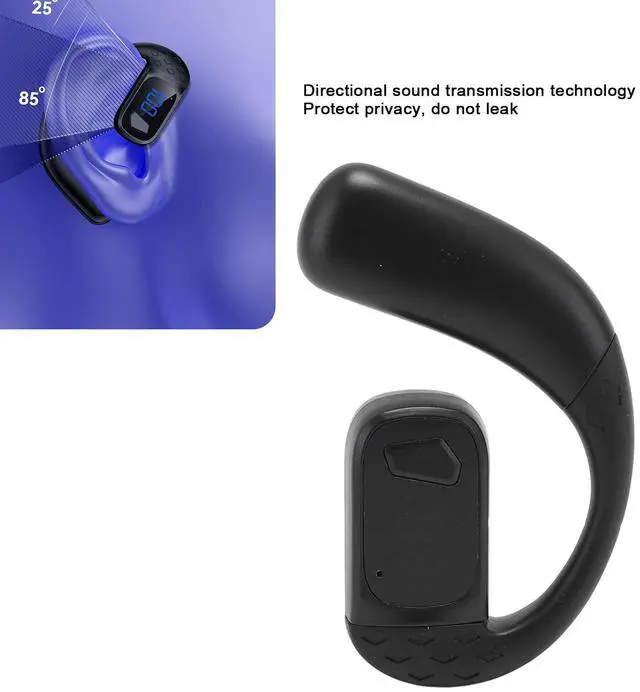 Alt view image 4 of 7 - Single Open Ear Earbuds, Bluetooth 5.4 Headphones with Earhook for Left or Right Ears, LED Digital Display Comfortable Sports Earbud for Running Driving Business (Boxed)
